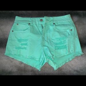 Altar’d State - Teal Jean Shorts- LIKE NEW